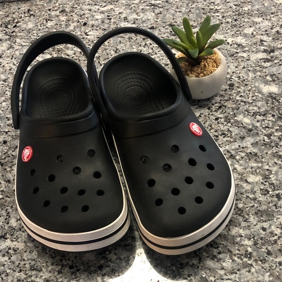 CROCS Shoes - Crocs 7Crocband Clog Mules - Black/White UNISEX Men5/Women 7 EUC